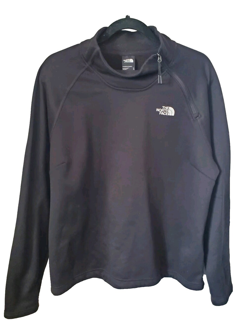 The North Face Jacket Womens Medium Black 1/4 Zip Fleece Lined Logo Pullover